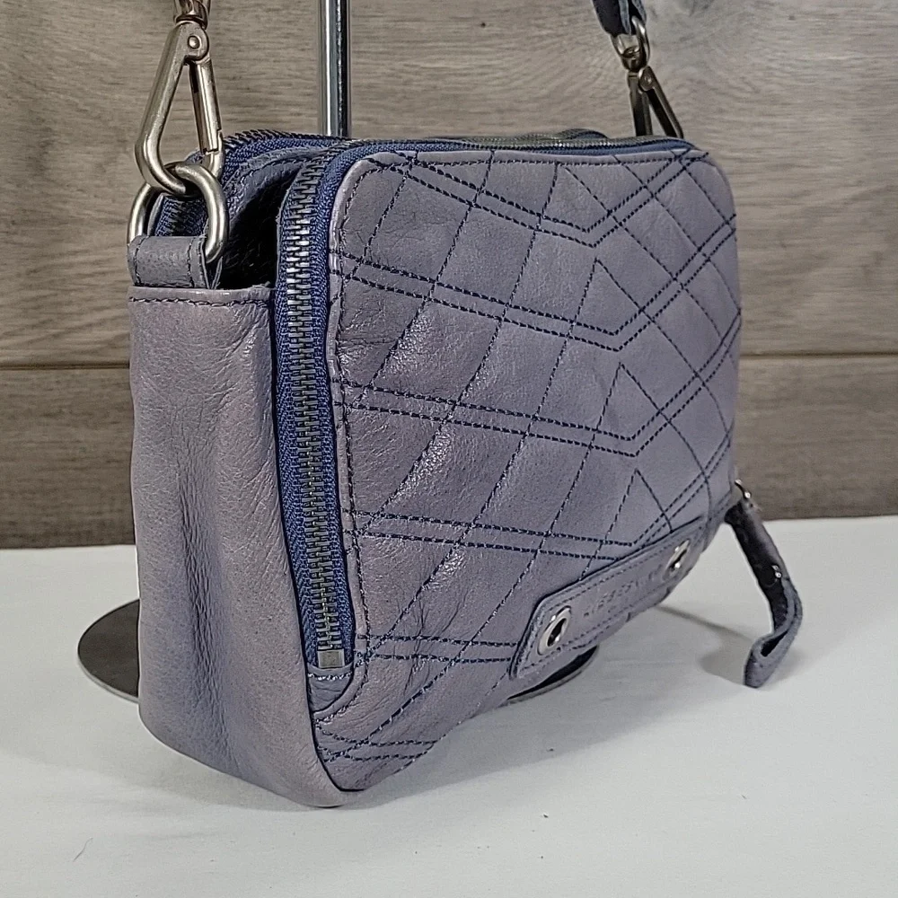 Liebeskind Berlin Light Blue Quilted Leather Crossbody Bag in Dusty Blue